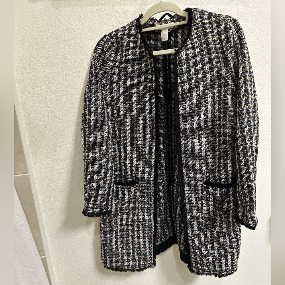 Women's Black and White Tweed Jacket